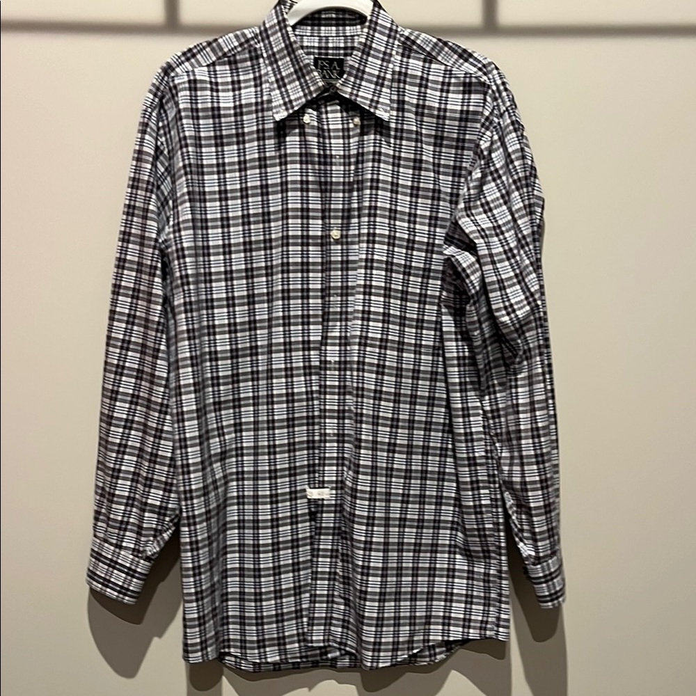 Men's Black and White Plaid Shirt